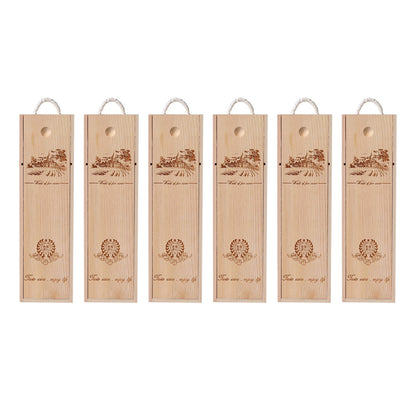 6pcs Red Wine Wooden Gift Box Packaging Storage Box for Wine Bottle Gifts - Double pull-out