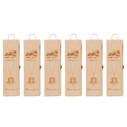 6pcs Red Wine Wooden Gift Box Packaging Storage Box for Wine Bottle Gifts - Double pull-out
