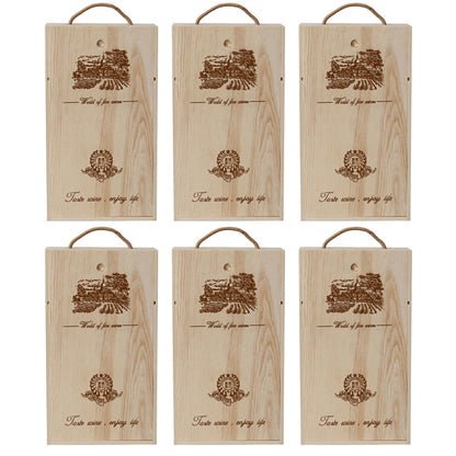 6pcs Red Wine Wooden Gift Box Packaging Storage Box for Wine Bottle Gifts - Single clamshell