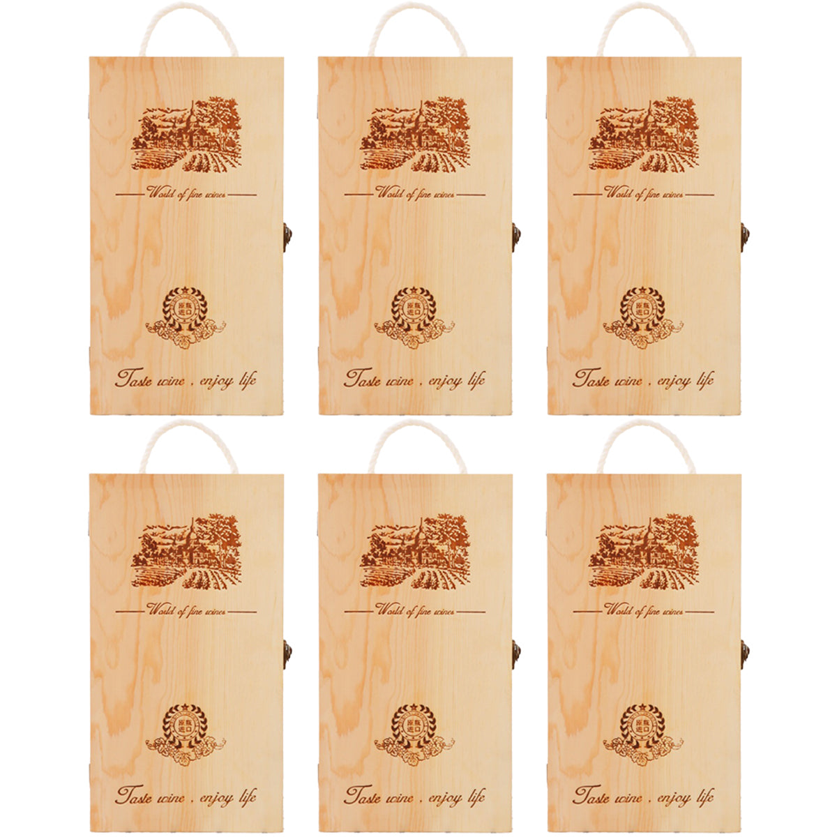 6pcs Red Wine Wooden Gift Box Packaging Storage Box for Wine Bottle Gifts - Single clamshell