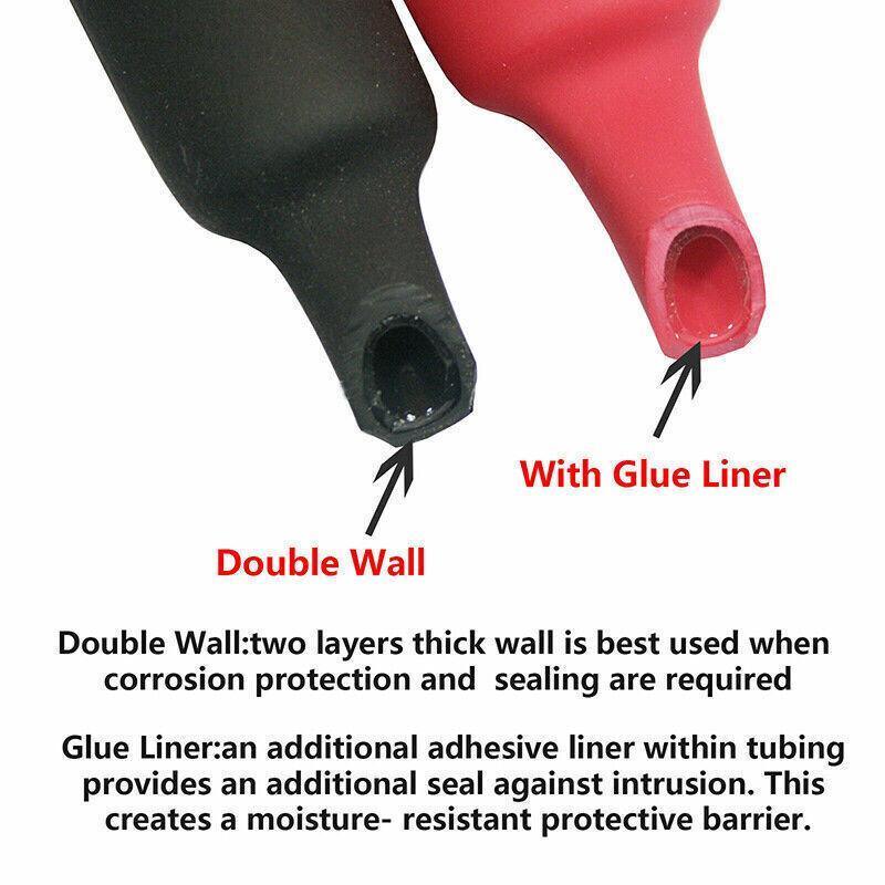 Grade Marine Heat Shrink Tubing 3:1 Wire Sleeve Glue Inside Fast Wrap Insulation Black 3M - 25.4mm*3M
