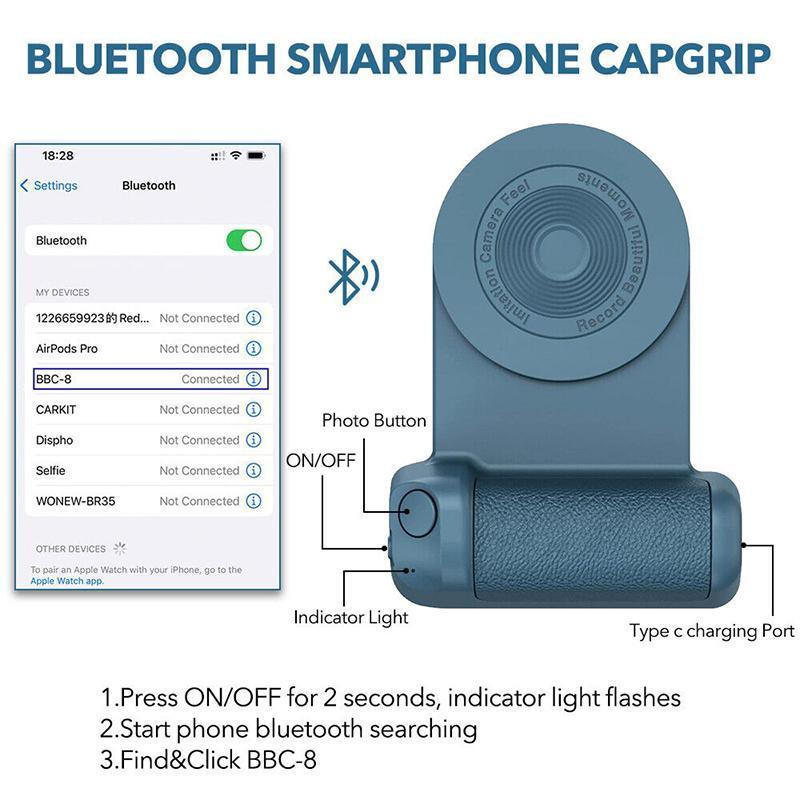 Bluetooth Camera Grip Handle for Phone Photography Bracket - Black
