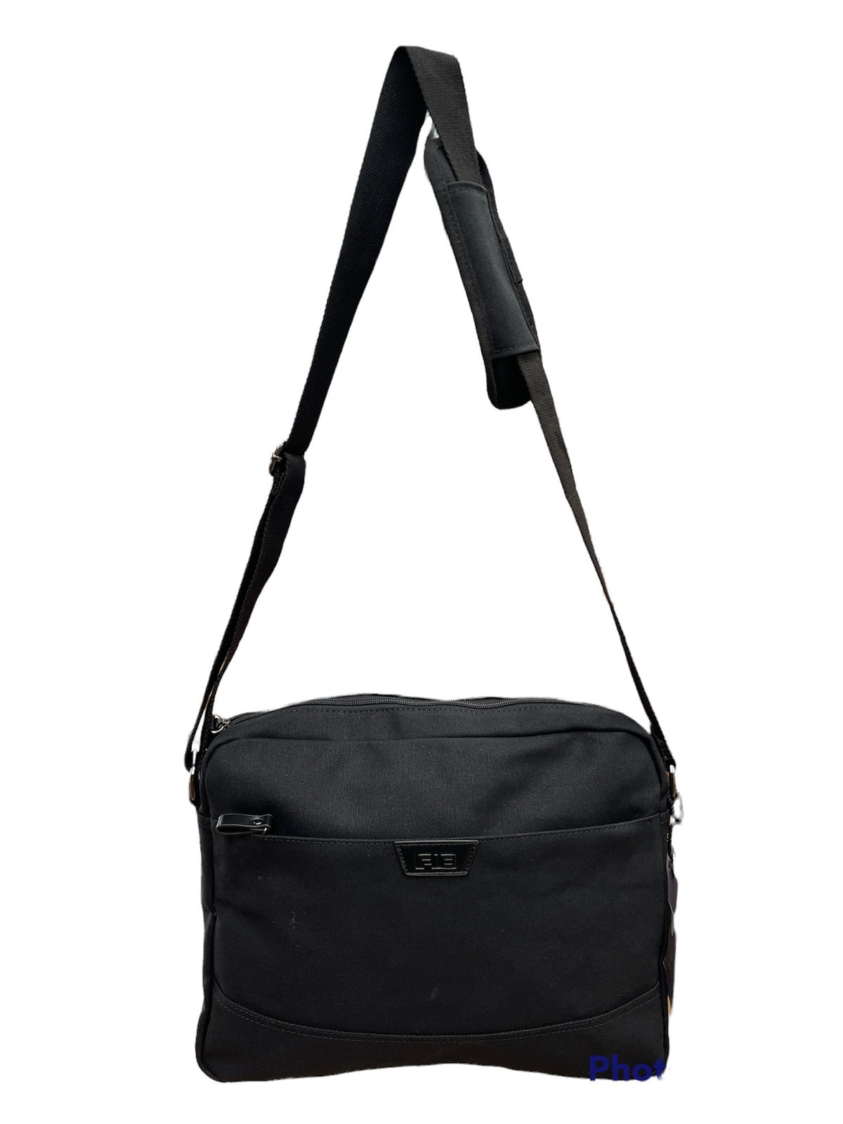 FIB Byron Canvas Laptop Messenger Bag - Black, Adjustable Strap, Fits 13 Laptop"