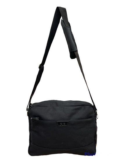 FIB Byron Canvas Laptop Messenger Bag - Black, Adjustable Strap, Fits 13 Laptop"