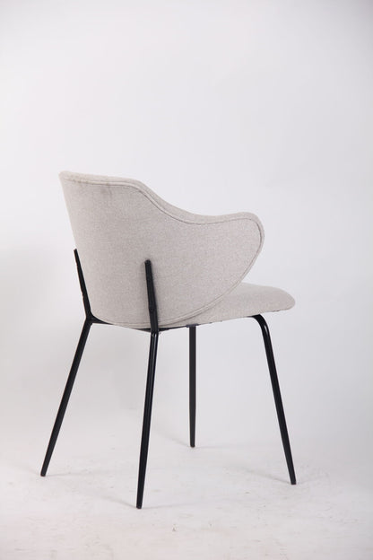 Set of 6 Dining Chairs Fabric with Metal Legs in Ivory Beige