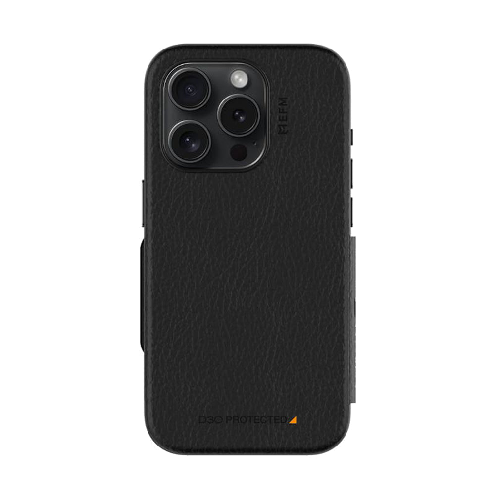 EFM Monaco E-leather Wallet Case Armour With D3O Plus Suits Iphone 15 Pro (6.1) - Black/Space Grey"