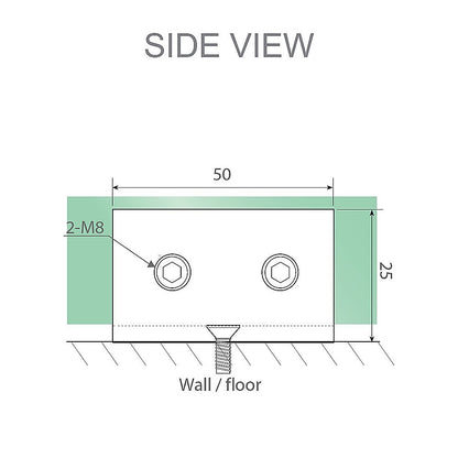 120x80cm Corner Frameless Shower Screen with Nickel Brackets and SS Hinges, Round Handle