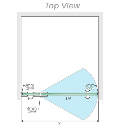120x70cm Corner Frameless Shower Screen with Gunmetal Brackets and Brass Hinges, Round Handle