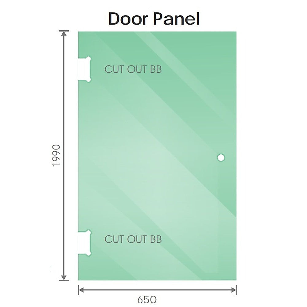 120x70cm Corner Frameless Shower Screen with Gunmetal Brackets and Brass Hinges, Round Handle