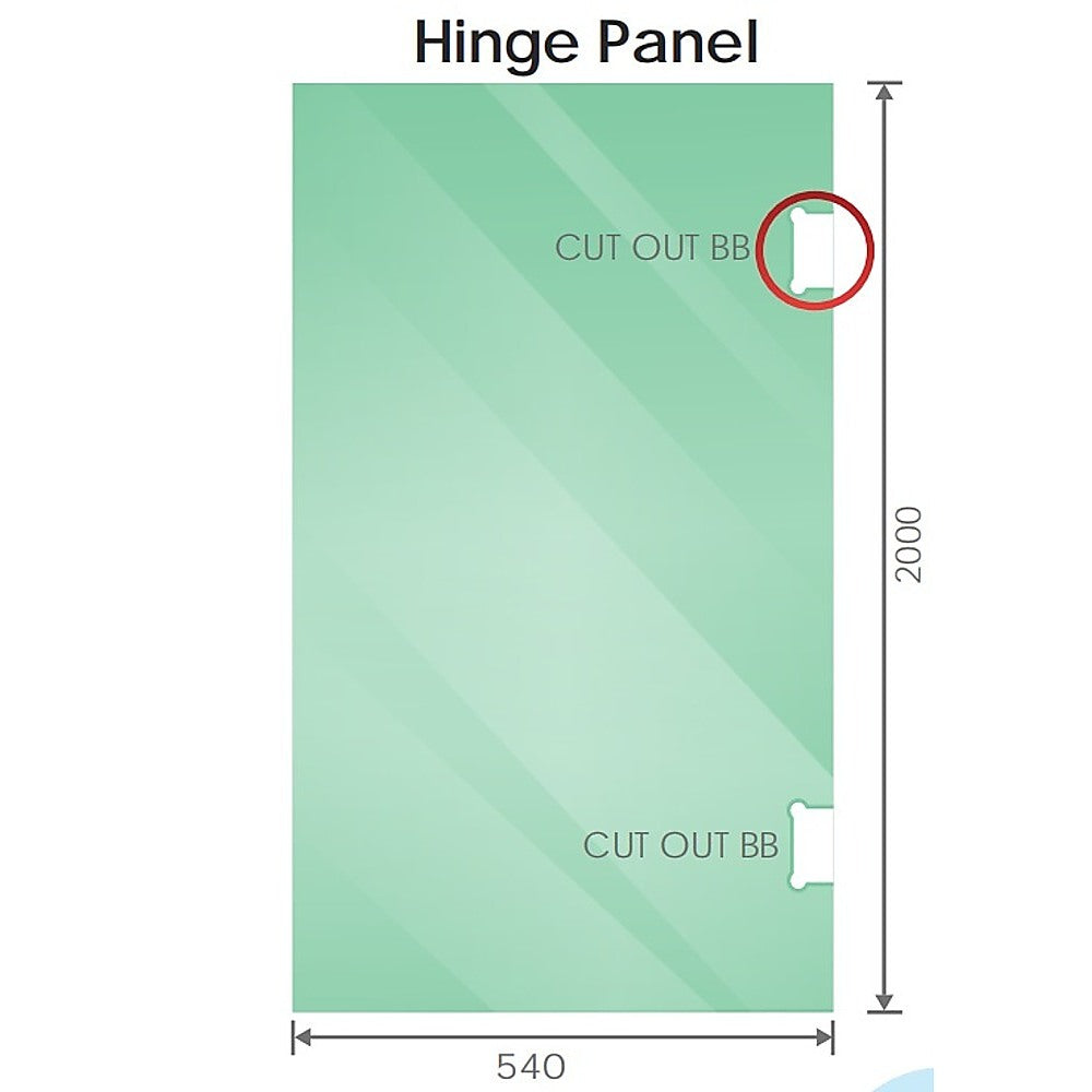 120x70cm Corner Frameless Shower Screen with Gunmetal Brackets and Brass Hinges, Round Handle