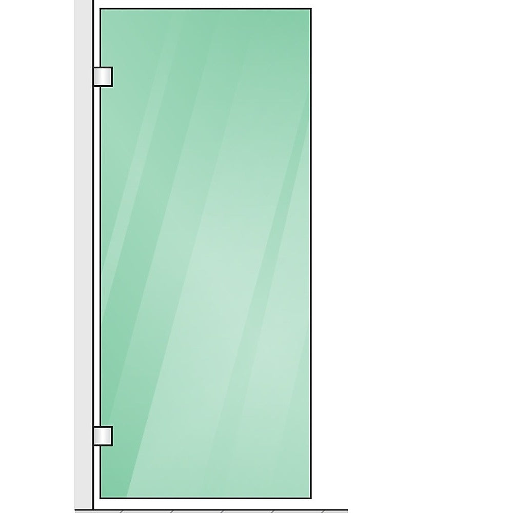 120x70cm Corner Frameless Shower Screen with Gunmetal Brackets and Brass Hinges, Round Handle