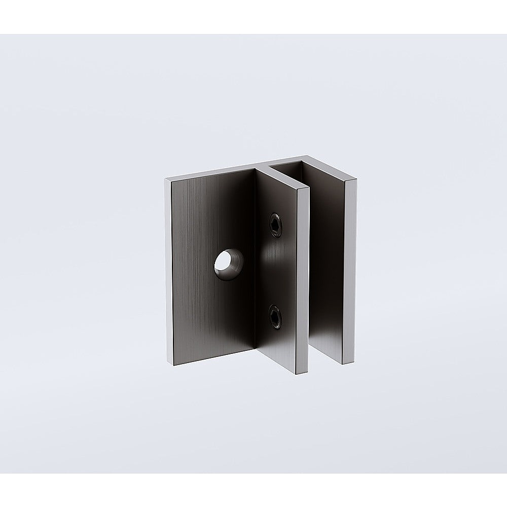120x70cm Corner Frameless Shower Screen with Gunmetal Brackets and Brass Hinges, Round Handle