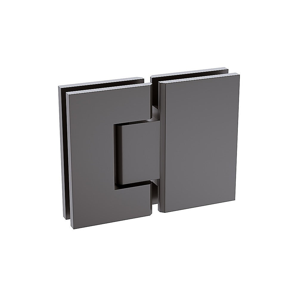 120x70cm Corner Frameless Shower Screen with Gunmetal Brackets and Brass Hinges, Round Handle