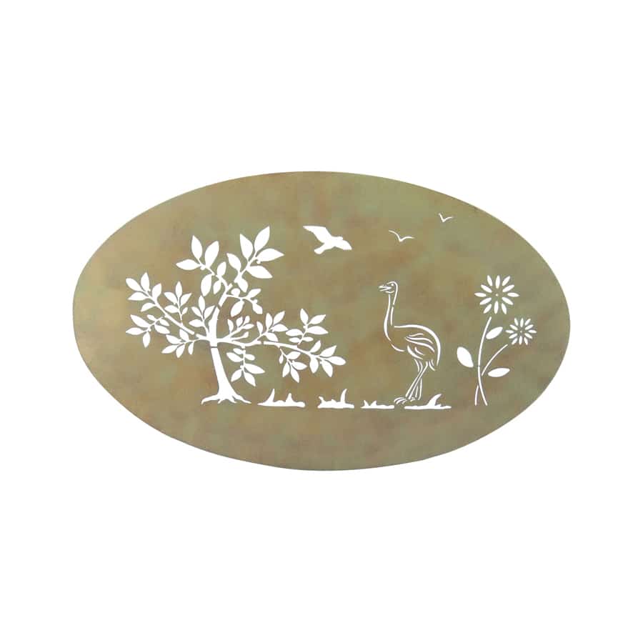 Oval Lasercut w Emu Wall Art 90cm
