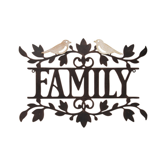 Laser Cut Family w Lovebirds Wall Art 51cm