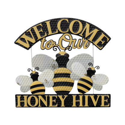 Welcome Honey Hive Wall Sign 43cm