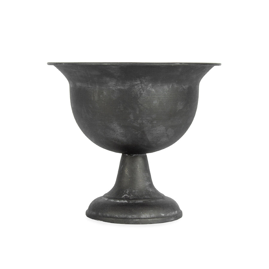 Baroque Brushed Black Footed Urn 20x18cm