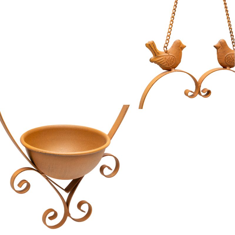 Hanging Heart w Birdfeeder + 2 Birds 34cm