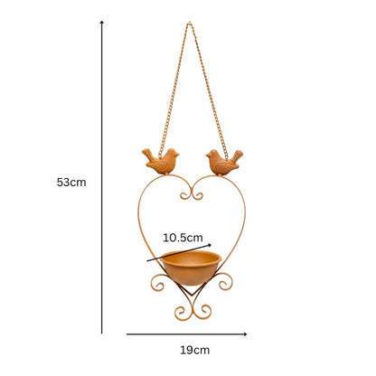 Hanging Heart w Birdfeeder + 2 Birds 34cm