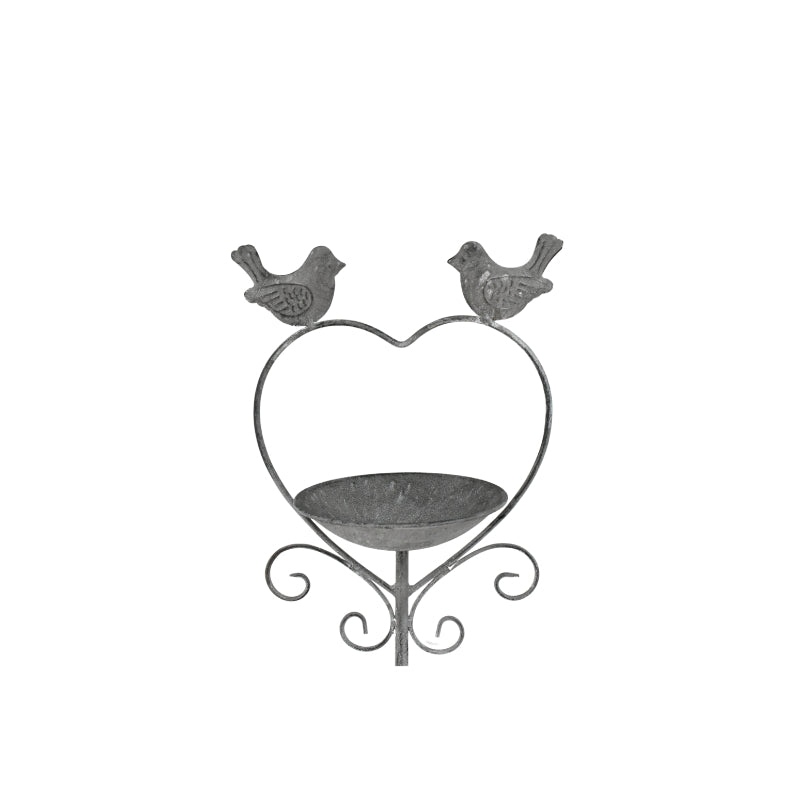 Heart w Birdfeeder + 2 Birds Garden Stake 100cm
