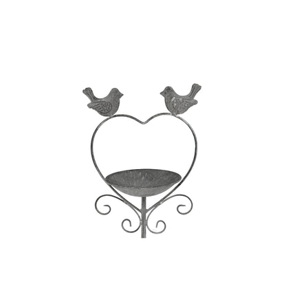 Heart w Birdfeeder + 2 Birds Garden Stake 100cm