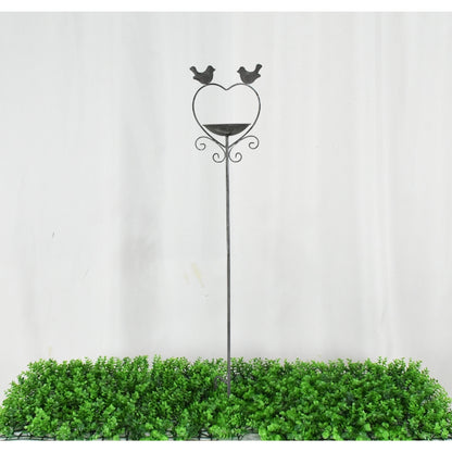 Heart w Birdfeeder + 2 Birds Garden Stake 100cm