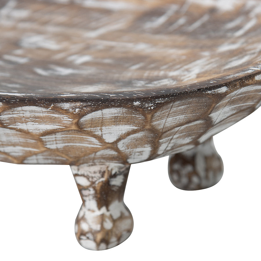 Handcarved Footed Oval Bowl 40x25cm