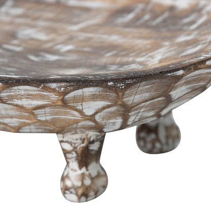 Handcarved Footed Oval Bowl 40x25cm