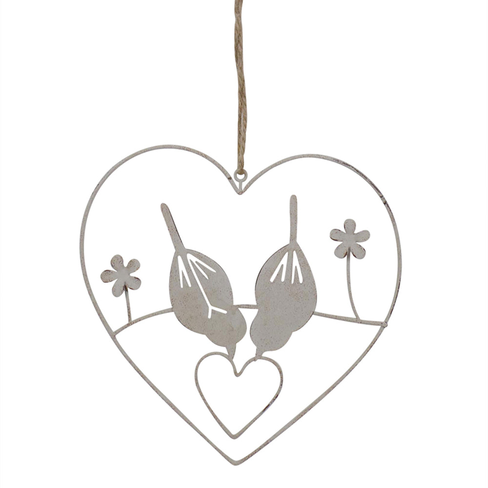 Hanging Lovebirds in Heart 15cm
