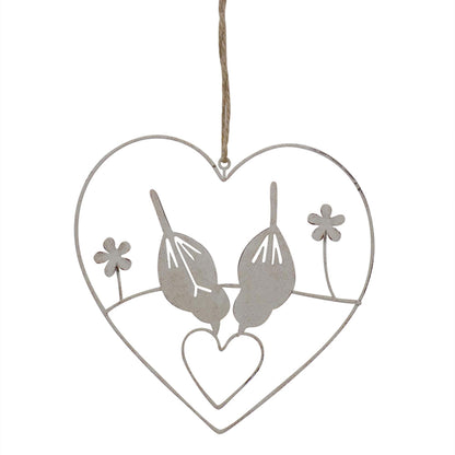 Hanging Lovebirds in Heart 15cm