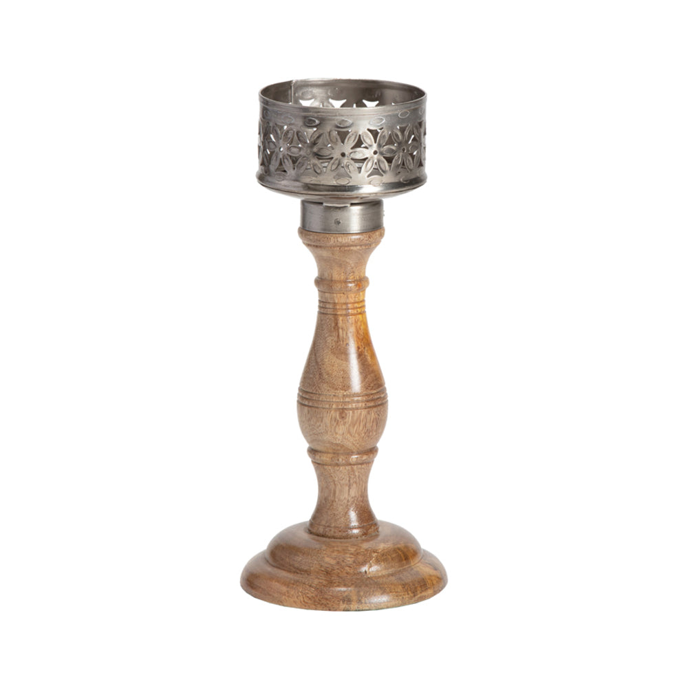 Punched Flower Pillar Candle holder 26cm