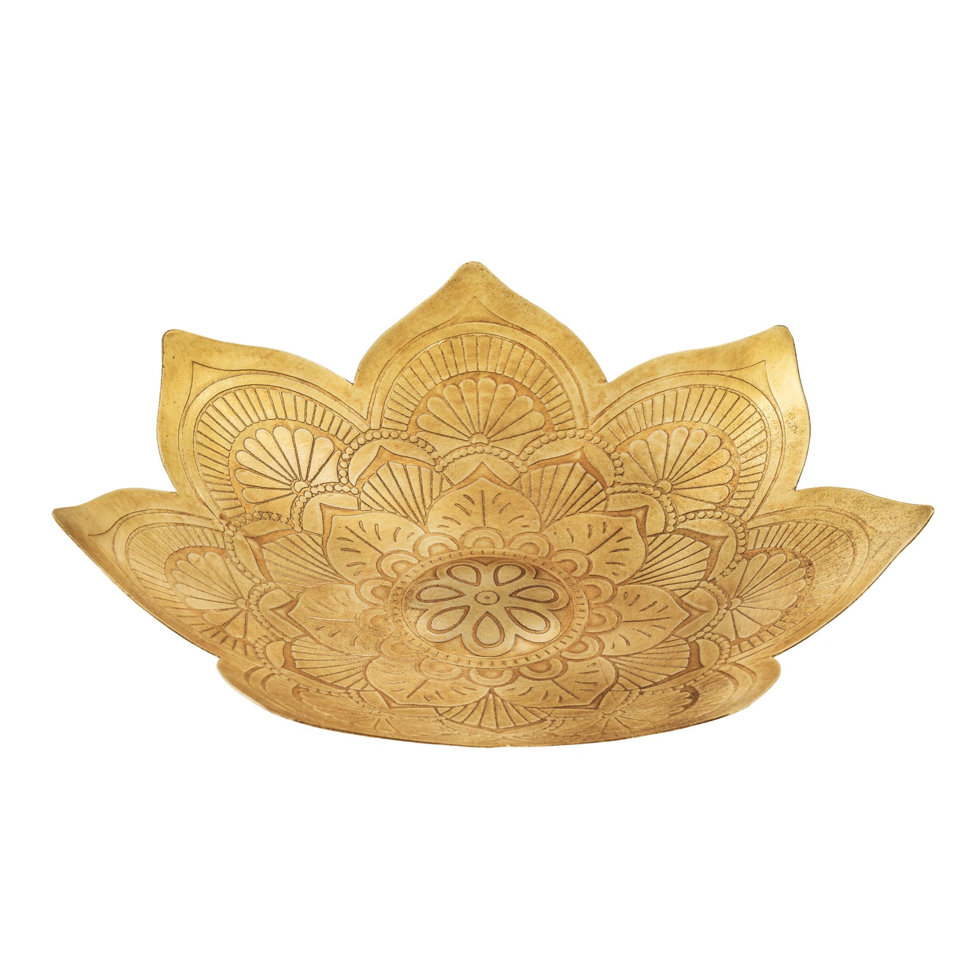 Handcrafted Metal Pressed Mandala Shape Bowl 28cm