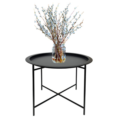Round Lipped Cross Frame Side Table 47cm