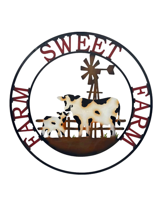 Laser Cut Cow Farm Sweet Farm Wall Art 60cm
