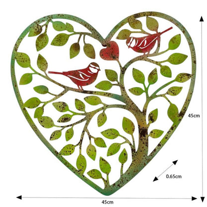 Laser Cut Heart Tree Of Life w Red Birds 45cm