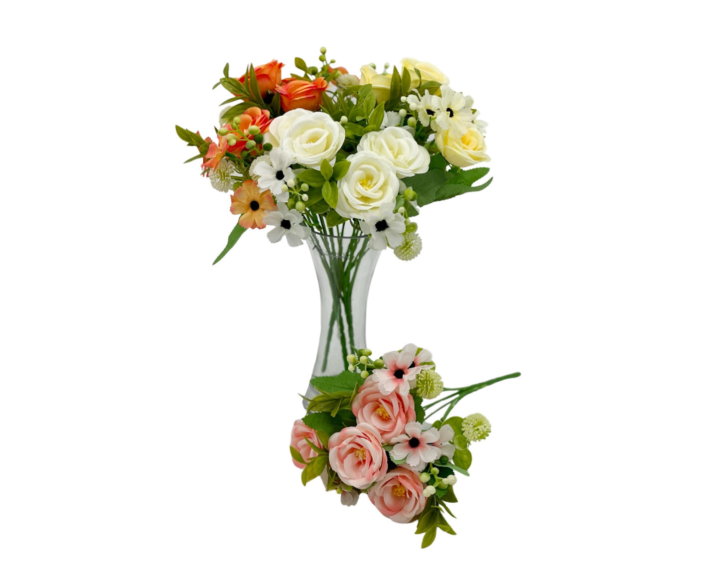 bulk 24 Artificail Rosebush 7 Branches 4 Assorted 10x31cm