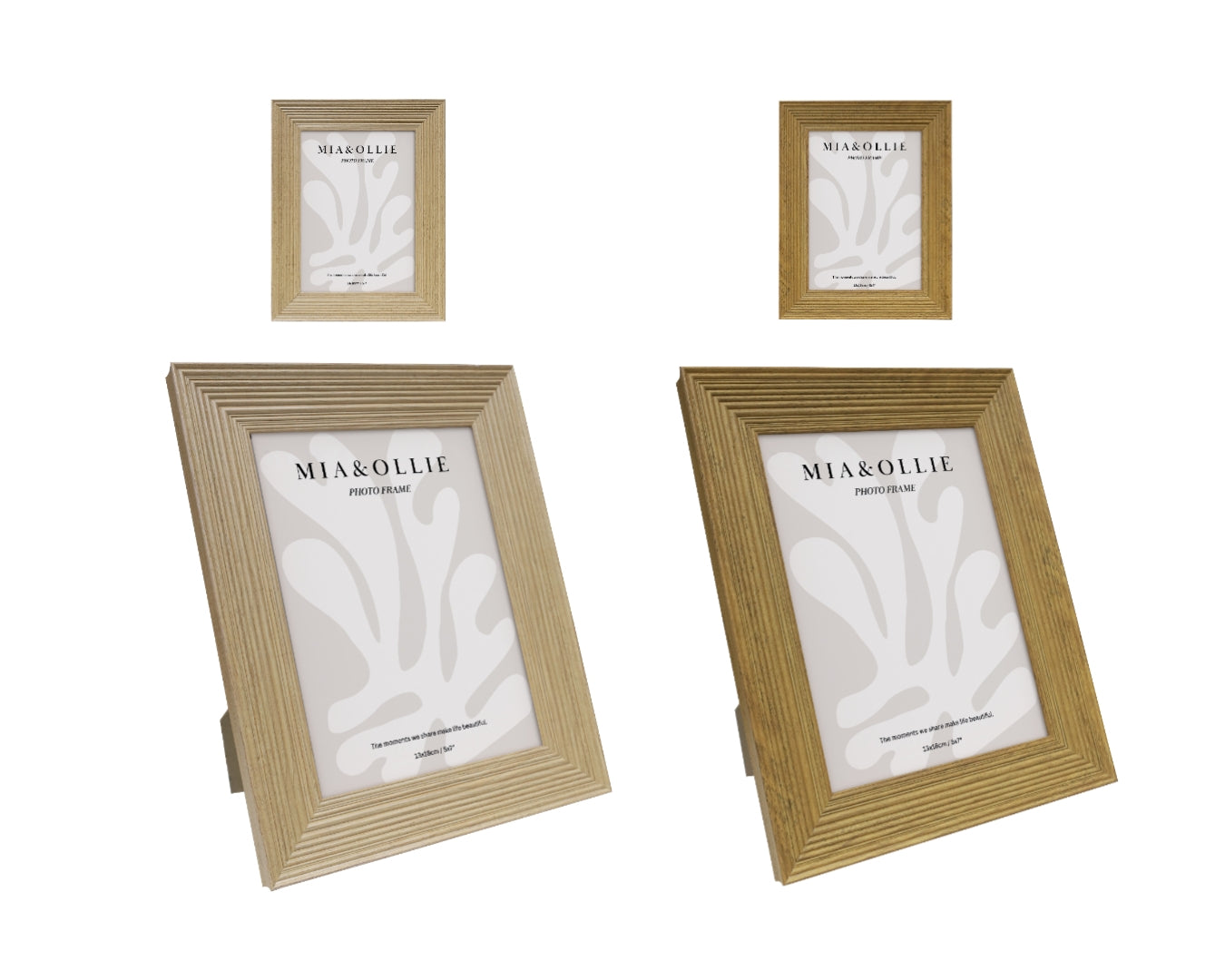 Set 2 Photo Frame Oak '5x7in Assort 18cm"