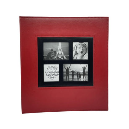 Extra Large 600-Pocket Leather Photo Album - Red