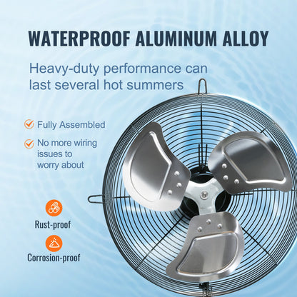 VEVOR Shutter Exhaust Fan, 305 mm High-speed 1400RPM 1084 CFM, Aluminum Wall Mount Attic Fan with AC-motor, Ventilation and Cooling for Greenhouses, Garages, Sheds, Shops