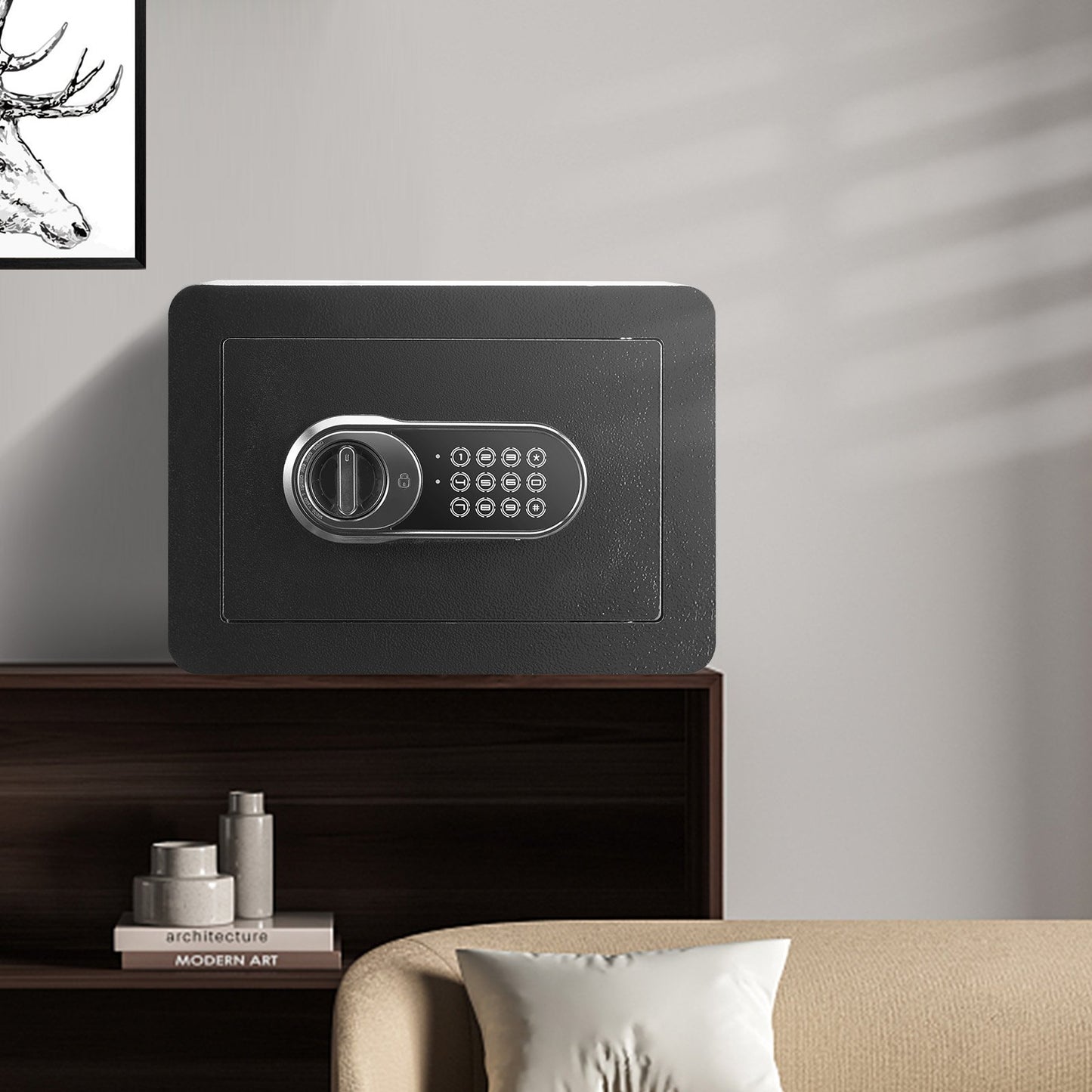 VEVOR Safe, 0.5 Cubic Feet Home Safe, Steel Security Safe with Digital Keypad and 2 Keys, Wall-Mounted Cabinet Safe Protect Cash, Gold, Jewelry, Documents for Home, Hotel, 350 x 250 x 250 mm