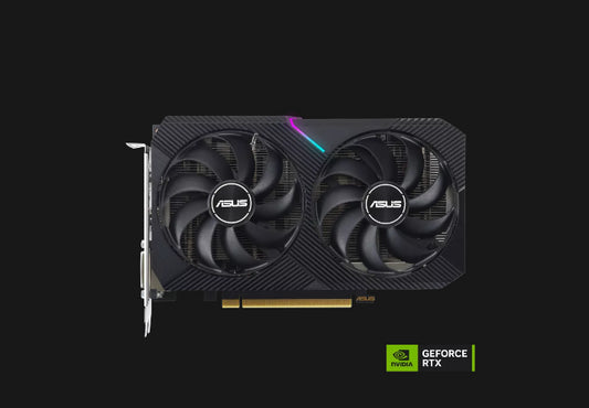 ASUS nVidia GeForce DUAL-RTX3050-8G-V2 RTXâ„¢ 3050 V2 8GB GDDR6 with two powerful Axial-tech fans and a 2-slot design for broad compatibility