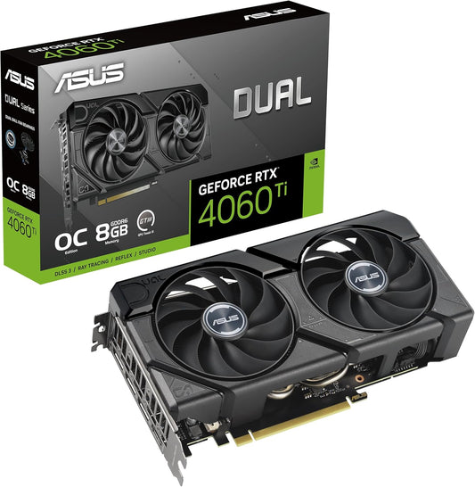 ASUS nVidia GeForce DUAL-RTX4060TI-8G-EVO RTXâ„¢ 4060 Ti EVO OC Edition 8GB GDDR6 is designed for broad compatibility with Axial-tech fan design
