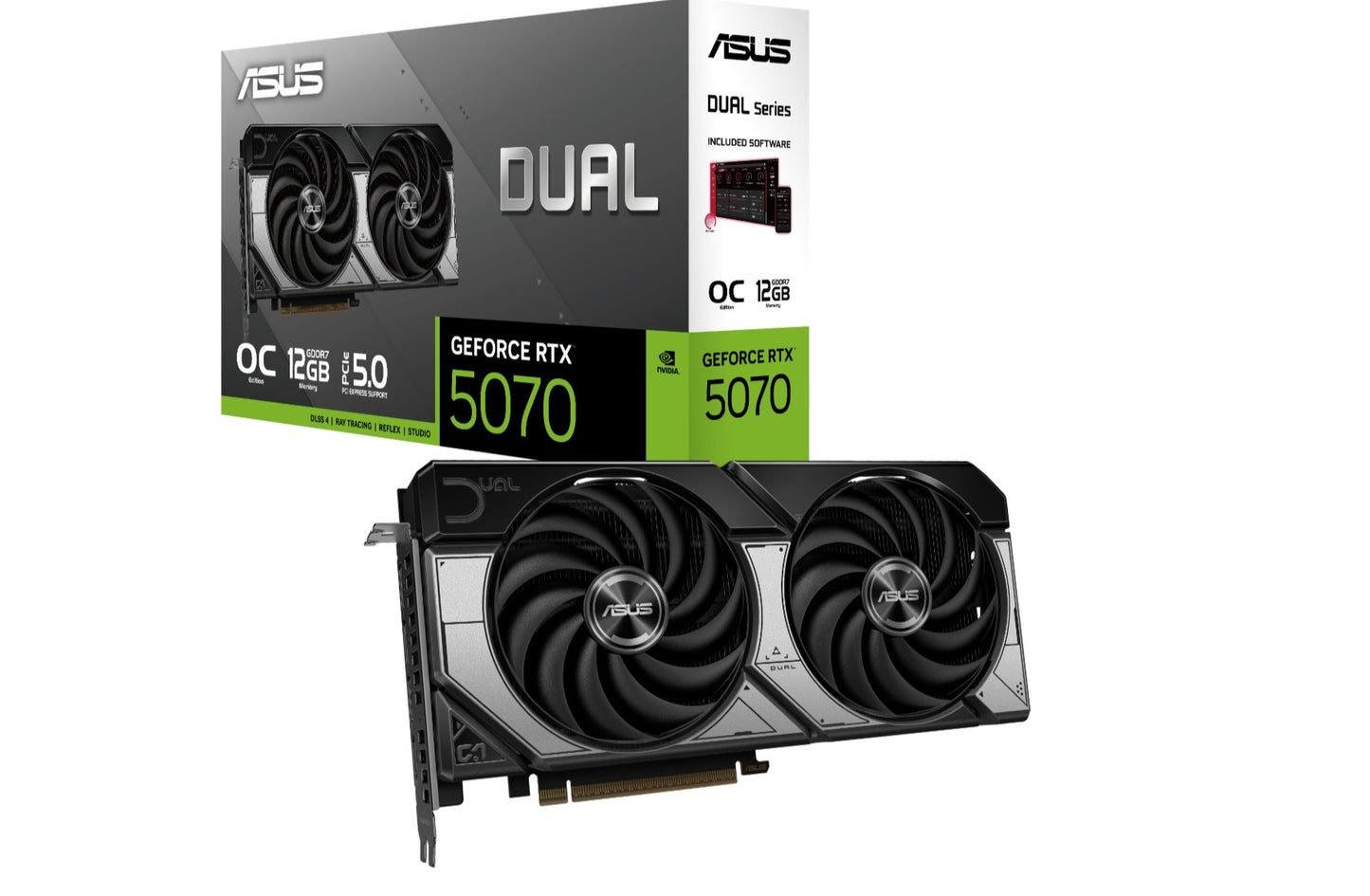 ASUS nVidia GeForce DUAL-RTX5070-O12G 12GB GDDR7 OC Edition, 2542MHz Boost Clock, RAM 28Gbps, 1000 AI TOPs, Digital Max Resolution 7680 x 4320