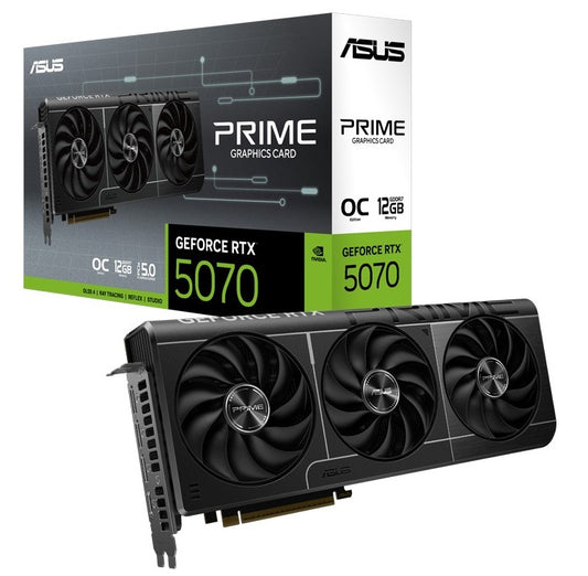 ASUS nVidia GeForce PRIME-RTX5070-O12G RTX5070,HDMI*1,DP*3,12G,D7 The Prime RTX 5070 features a 2.5 slot design with a carefully arranged layout