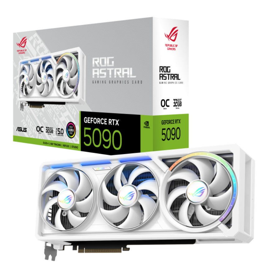 ASUS nVidia GeForce ROG-Astral-RTX-5090-32GB GDDR7 WH OC Edition 2580 MHz Boost clock 28Gbps 512-bit igital Max Resolution 7680 x 4320