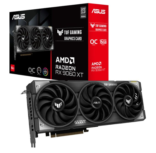 ASUS AMD Radeon TUF-RX9060XT-O16G-GAMING RX 9060 XT OC Edition, 16GB GDDR6 128-bit, Military Grade Components, PCIe 5.0