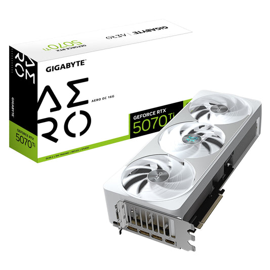Gigabyte GeForce RTXâ„¢ 5070 Ti AERO OC 16G, 2588 MHz, CUDA 8960, 28 Gbps, GDDR7, 256 bit, PCI-E 5.0, PSU 750W, DisplayPort 2.1b x3 HDMI 2.1b x1