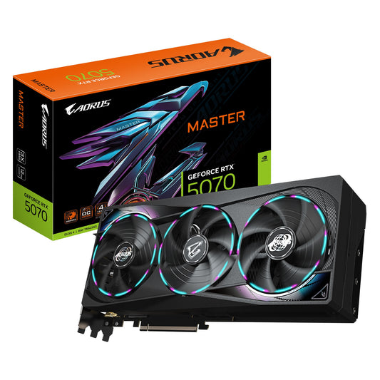 GigabyteAORUS GeForce RTXâ„¢ 5070 MASTER 12G, 2715 MHz, CUDA  6144, 28 Gbps, GDDR7, 192 bit, PCI-E 5.0, ATX,PSU 750W, DisplayPort 2.1b *3 HDMI 2.1b *1