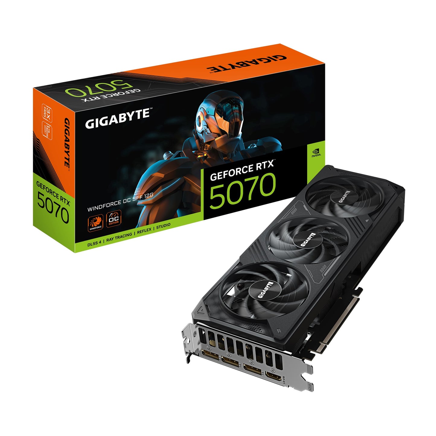 GigabyteGeForce RTXâ„¢ 5070 WINDFORCE OC SFF 12G, 2542 MHz, CUDA  6144, 28 Gbps, GDDR7, 192 bit, PCI-E 5.0, PSU 750W, DisplayPort 2.1b *3 HDMI 2.1b *1