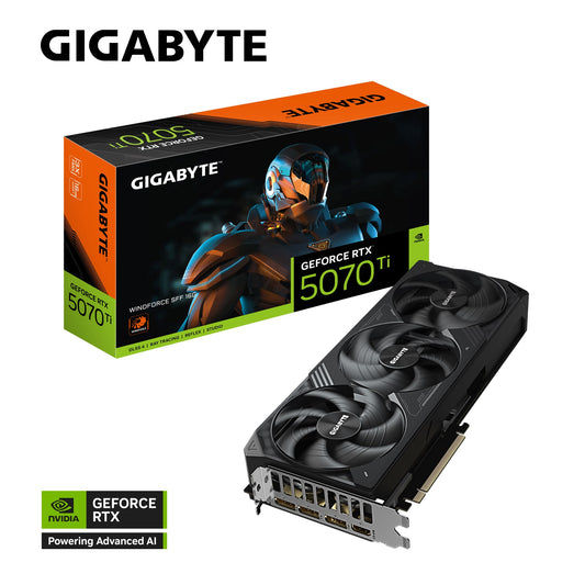 Gigabyte GeForce RTXâ„¢ 5070 Ti WINDFORCE SFF 16G, 2452 MHz, CUDA 8960, 28 Gbps, GDDR7, 256 bit, PCI-E 5.0, PSU 750W, DisplayPort 2.1b x3 HDMI 2.1b x1